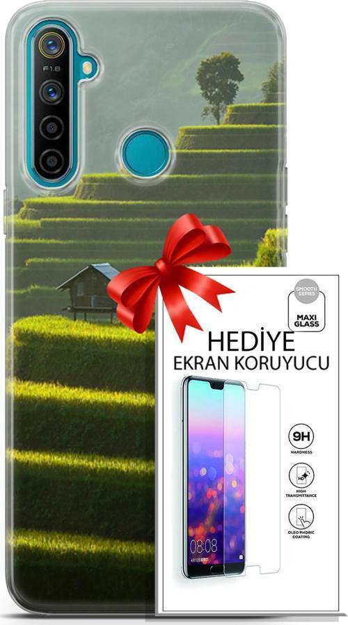 Realme 5İ Kılıf Orijinal Seri Fantasy 23 Çay Tarlası Telefon Kabı Ve Ekran Koruyucu