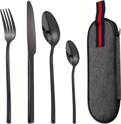 Çantalı Yolculuk Çatal Kaşık Bıçak Seti Kişiye Özel 1. Sınıf Paslanmaz Çelik Ofis Okul Kamp Restaurant C3404