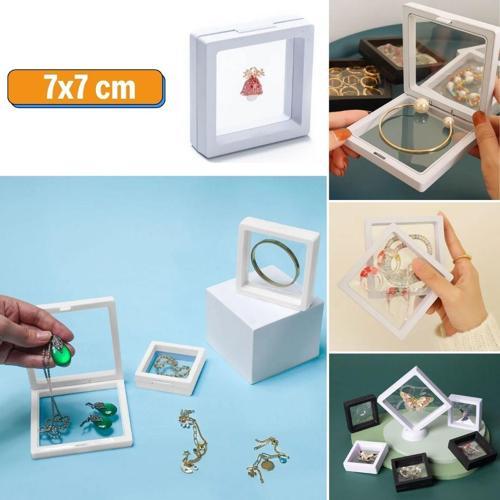 ® 7x7 cm Standlı 3D Takı Ziynet Hatıra Koleksiyon Saklama Kutusu Şeffaf Film Çerçevesi