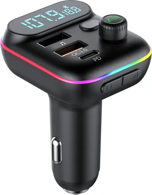 RGB Işıklı Bluetooth FM Transmitter QC3.0 PD 20W Hızlı Şarjlı Car MP3 Çalar USB Destekli
