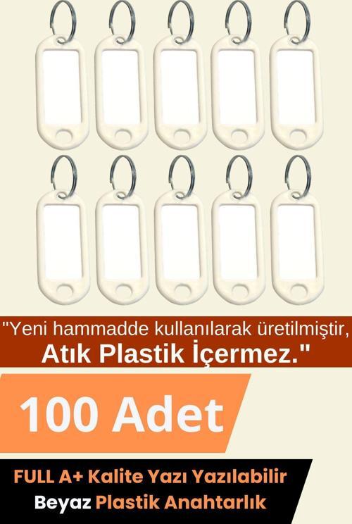 Plastik Anahtarlık Etiket Kimlik Isimlik Yazı Yazmalık Emlakçı Anahtarlığı Beyaz Renkli 100 Adet