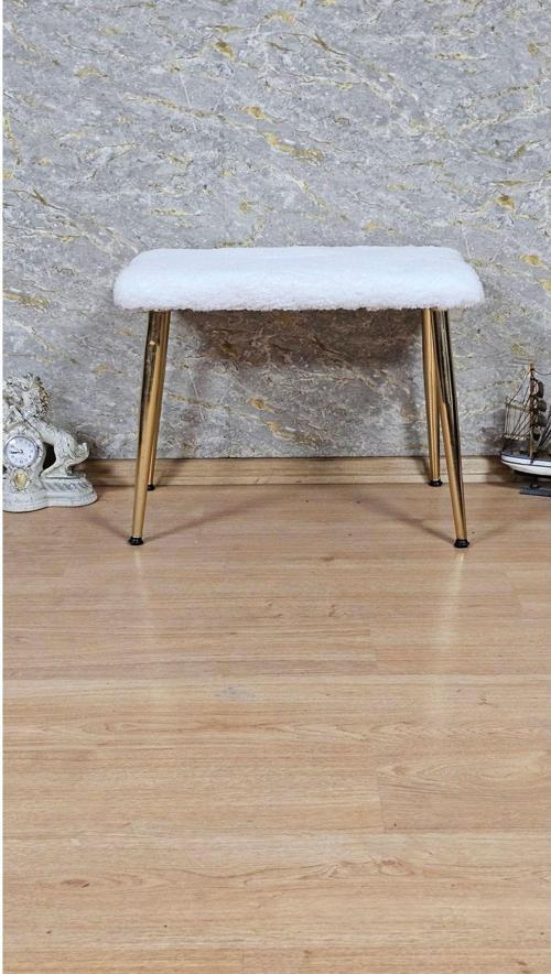 Tedy Kumaşlı 60 cm x 38 cm Gold Sivriltme Ayaklı Oturak KREM Renk Tek Ebat Beden