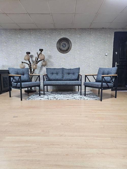 Siyah Boyalı Bahçe - Balkon - Mutfak Çay Seti Takımı Bahçe Koltuk Takımı FÜME Renk Tek Ebat Beden