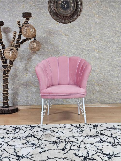 Tekli Beyaz Boyalı Tel Ayak Papatya Çay Seti Koltuk Takımı , Balkon, Salon, Ofis, Cafe Koltuk Takımı PEMBE Renk Tek Ebat Beden