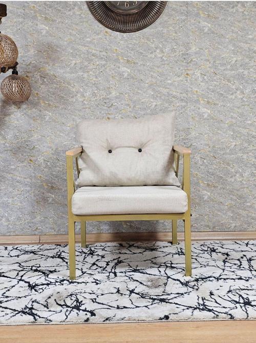 Tekli Gold Boyalı Bahçe - Balkon - Mutfak Çay Seti Takımı Bahçe Koltuk Takımı KREM Renk Tek Ebat Beden
