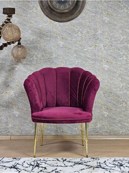 Tekli Gold Kaplama Tel Ayak Papatya Çay Seti Koltuk Takımı , Balkon, Salon, Ofis, Cafe Koltuk Takımı BORDO Renk Tek Ebat Beden
