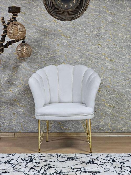 Tekli Gold Kaplama Tel Ayak Papatya Çay Seti Koltuk Takımı , Balkon, Salon, Ofis, Cafe Koltuk Takımı KREM Renk Tek Ebat Beden