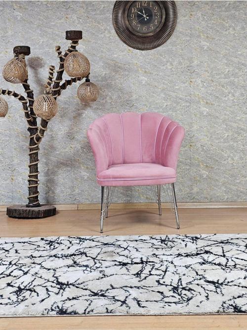 Tekli Krom Kaplama Tel Ayak Papatya Çay Seti Koltuk Tekli Berjer , Balkon, Salon, Ofis, Cafe Koltuk PEMBE Renk Tek Ebat Beden
