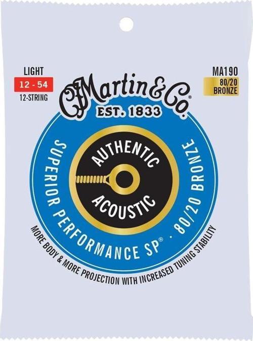 Martin Co MA190 SP 80/20 Bronze 12-Telli Akustik Gitar Teli (Light 12-54)