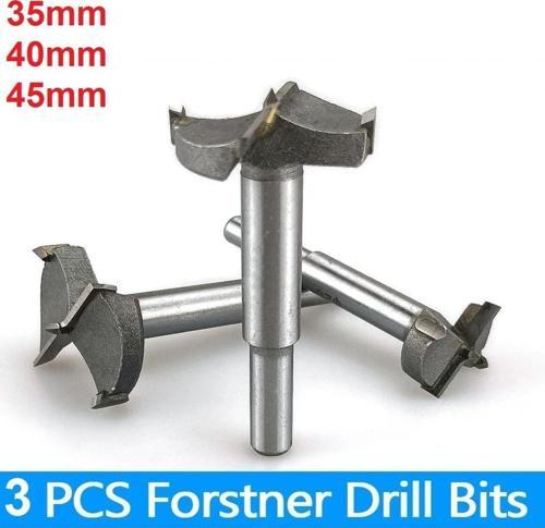 Ahşap Delme Panç Seti 35Mm 40Mm 45Mm 3Lü Karot Set Matkap Freze Ucu Menteşe