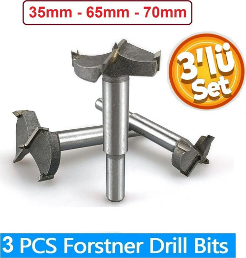 Ahşap Delme Panç Seti 35Mm 65Mm 70Mm 3Lü Karot Set Matkap Freze Ucu Menteşe