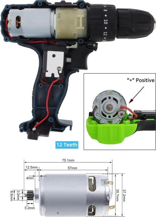 Şarjlı Matkap Motoru Rs550 Dc Motor 12V Mikro Motor Akülü Matkap Motoru 12 Diş Çarklı