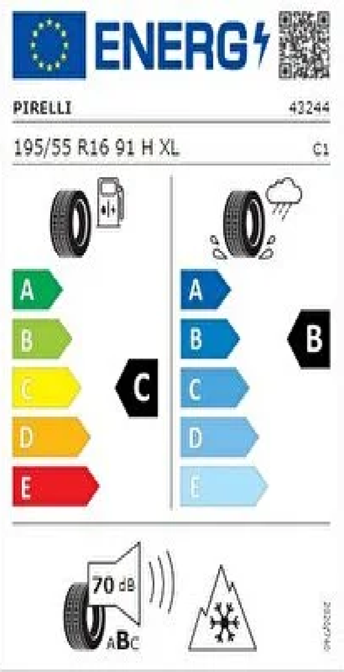 195/55R16 91H XL Cinturato Winter M+S 3PMS Oto Kış Lastiği (Üretim Yılı: 2024)