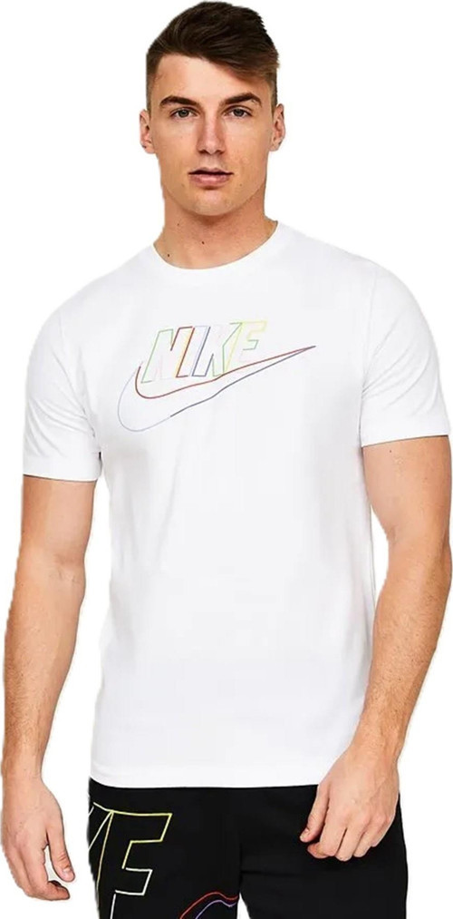 Futura Club Multi Logo Sportswear Tshirt White Nike Logolu Beyaz Erkek Tişört