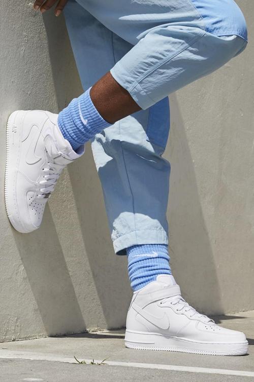 Air Force 1 Mid Leather Unisex Sneaker Hakiki Deri Bilekli Günlük Spor Ayakkabı Beyaz
