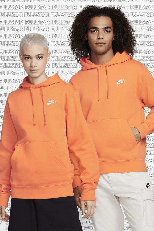 Sportswear Hoodie Fleece Unisex Orange Şardonlu Kapüşonlu Sweatshirt Orange