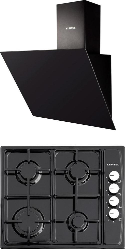 2\'li Siyah Emaye Ankastre Set  (Ocak-davlumbaz)
