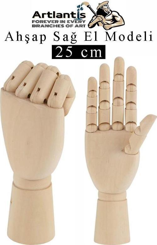 Ahşap Sağ El Modeli 25 cm 1 Adet Sağ El Maketi Bayan Ahşap Manken Sağ El Parmak Model Hareketli Esnek Eskiz Çizim Boyama