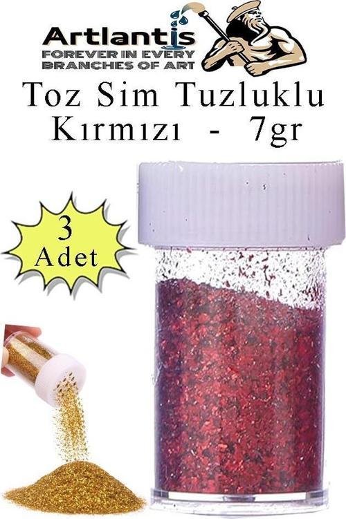 Kırmızı Toz Sim Tuzluklu 7 gr 3 Adet Renkli Toz Sim Epoksi Reçine Okul Etkinlik Dekarasyon Slime