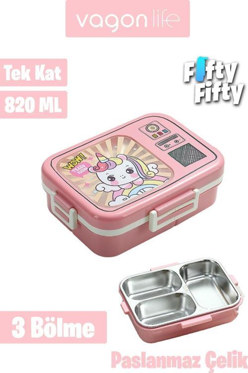 Lunch Box 820 ML Tek Kat Üç Bölmeli Sos Kaseli Yeni Nesil Sefer Tası-FFLBOX10283