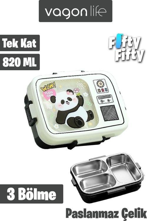 Lunch Box 820 ML Tek Kat Üç Bölmeli Sos Kaseli Yeni Nesil Sefer Tası-FFLBOX10283