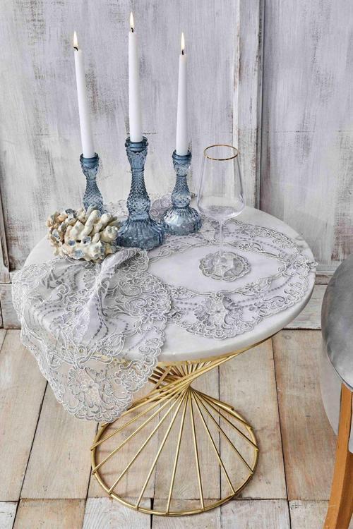 Home Dolores Silver 15 Parça Nakışlı Salon Takımı