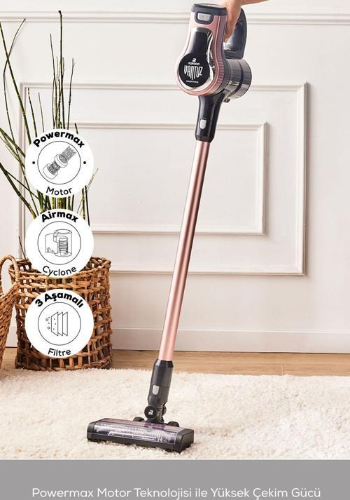Vantuz Power Force Max 2 in 1 Şarj Edilebilir Dik Süpürge Rosegold