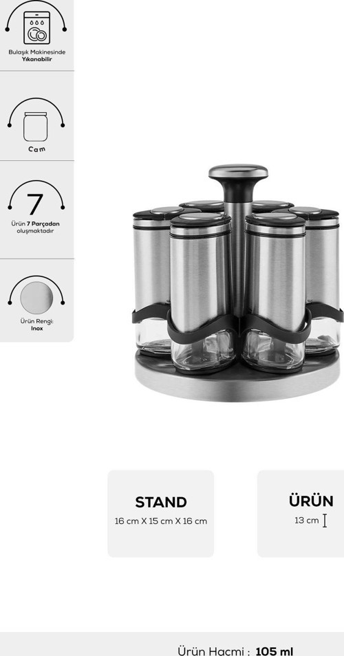 Walter Inox 6'lı Round Baharat Takımı
