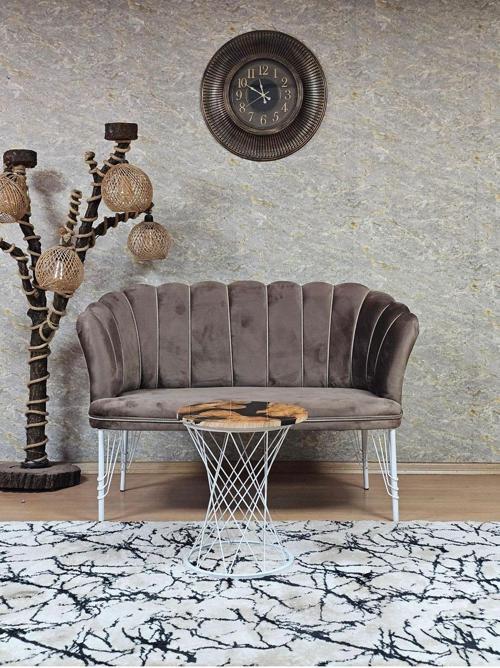 İkili Beyaz Boyalı Tel Ayak Papatya Çay Seti Koltuk Takımı , Balkon, Salon, Ofis, Cafe Koltuk Takımı KAHVERENGİ Renk Tek Ebat Beden