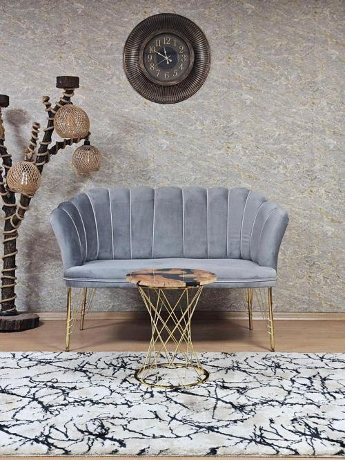 İkili Gold Kaplama Tel Ayak Papatya Çay Seti Koltuk Takımı , Balkon, Salon, Ofis, Cafe Koltuk Takımı GRİ Renk Tek Ebat Beden