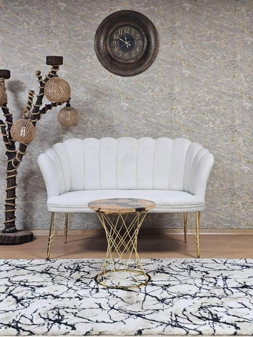 İkili Gold Kaplama Tel Ayak Papatya Çay Seti Koltuk Takımı , Balkon, Salon, Ofis, Cafe Koltuk Takımı KREM Renk Tek Ebat Beden