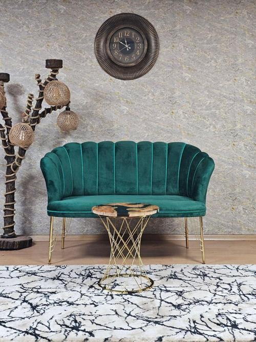 İkili Gold Kaplama Tel Ayak Papatya Çay Seti Koltuk Takımı , Balkon, Salon, Ofis, Cafe Koltuk Takımı YEŞİL Renk Tek Ebat Beden
