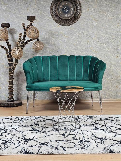 İkili Krom Kaplama Tel Ayak Papatya Çay Seti Koltuk Berjer , Balkon, Salon, Ofis, Cafe Koltuk Takımı YEŞİL Renk Tek Ebat Beden