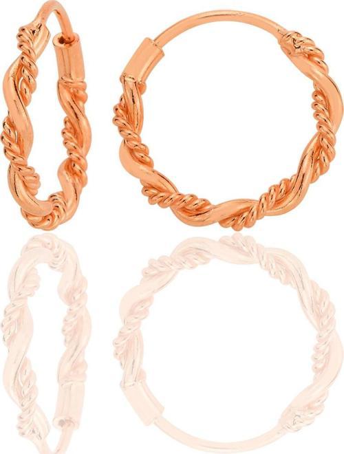 Gümüş rose işlemeli çift burgulu 16 mm halka küpe [barcode]