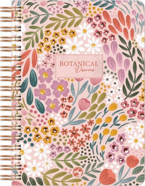 Botanical Spiralli Defter Çizgili Pembe 17x24 cm