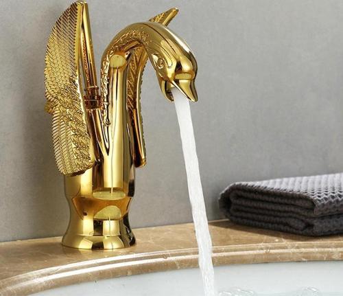Kuğu Batarya Lüks Bakır Lavabo Banyo Sıcak ve Soğuk