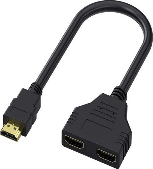 HDMI Çoğaltıcı Erkek Çift HDMI Dişi Çoklayıcı Adaptör Kablosu Siyah