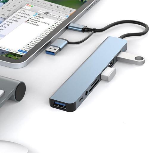 7 In 1 Usb ve Type-c To Usb A + Type-C Usb 3.0 Çevirici Adaptör Çok Portlu Çoklayıcı Usb Hub