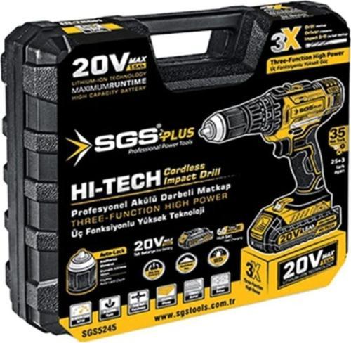 Akülü Darbeli Matkap Seti TEK Akülü 20 Volt -1.5 Amper Sgs 5245