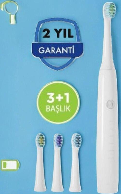 PBS520 Şarjlı Diş Fırçası - 3+1 Yedek Başlıklı-Tek Şarjda 3 saat kullanım