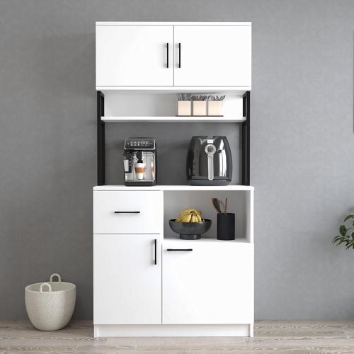 MTD0101 İnci 90 cm Kapaklı Çekmeceli Raflı Mutfak Dolabı Beyaz