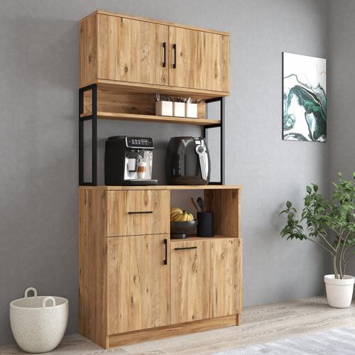 MTD0102 İnci 90 cm Kapaklı Çekmeceli Raflı Mutfak Dolabı Çam