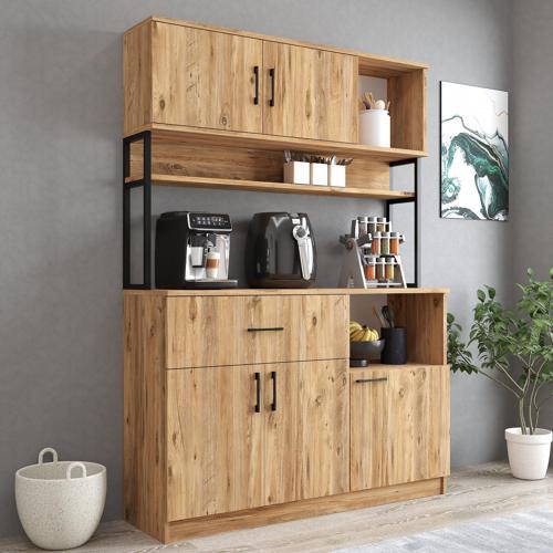 MTD0202 İnci 128 cm Kapaklı Çekmeceli Raflı Mutfak Dolabı Çam