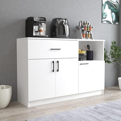 MTD0401 İnci 128 cm Kapaklı Çekmeceli Alt Mutfak Dolabı Beyaz