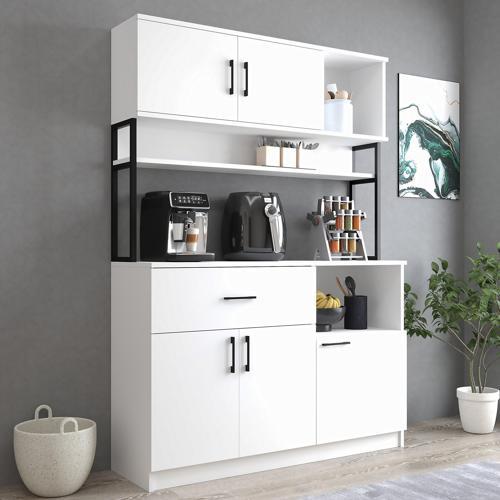 MTD0201 İnci 128 cm Kapaklı Çekmeceli Raflı Mutfak Dolabı Beyaz