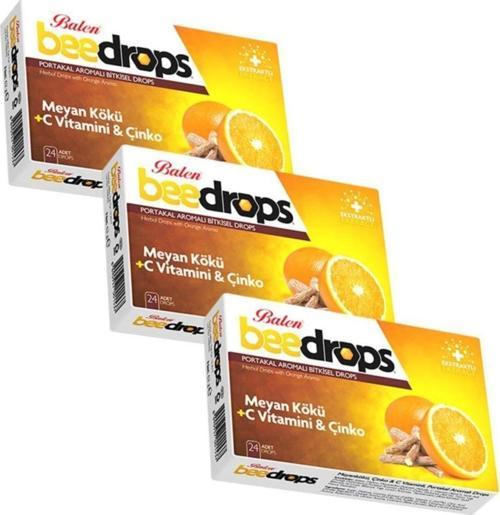 Beedrops Meyankökü - Çinko - C Vit. Portakal Aromalı 24 Drops X 3 Adet