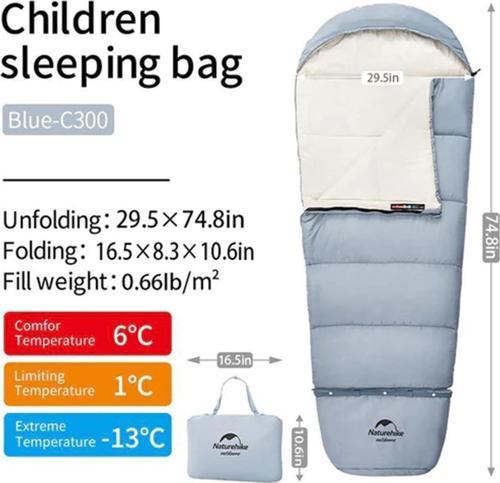 C300 UltraLight Pamuklu Uyku Tulumu -13°C ( Çocuk ) MAVİ-Left