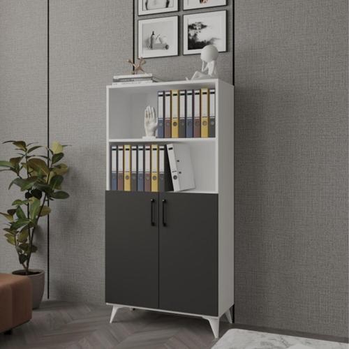 Nova 4 Raflı Dosya Dolabı, Ofis Dolabı Beyaz- Antrasit