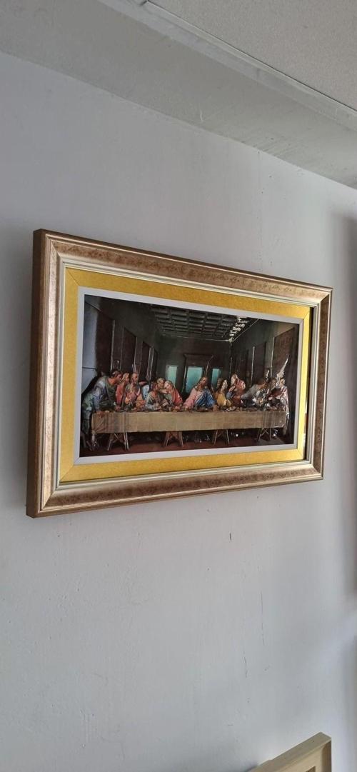 Üç Boyutlu - Hz. İsanın Son Yemeği Temalı Rölyef Tablo - 62X45 Cm