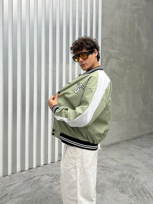 Erkek Nakışlı Oversize Kolej Ceket